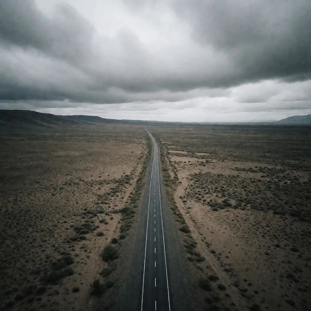 Paisaje de la estepa patagónica argentina bajo cielo nublado