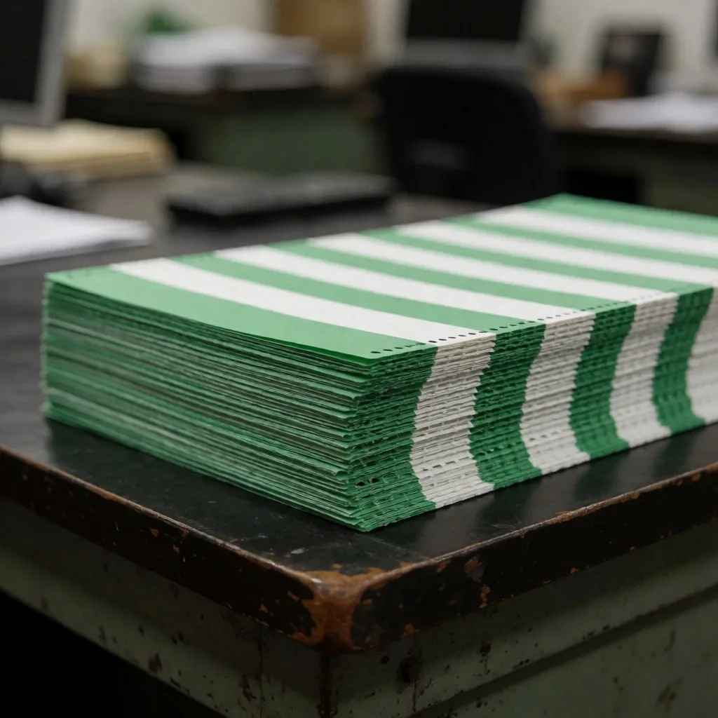 Papel de impresión continua con datos económicos impresos